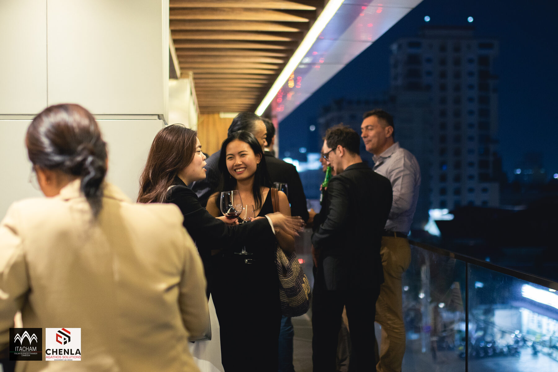 An evening gathering on the terrace